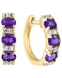 Effy Fine Jewelry - Plated 1.20 Ct. Tw. Amethyst, Sapphire Earrings - Lyst