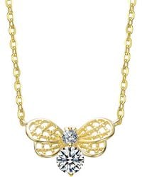 Rachel Glauber - 14K Plated Cz Butterfly Necklace - Lyst