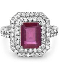 Forever Creations USA Inc. - Forever Creations 14k 3.69 Ct. Tw. Diamond & Ruby Double Halo Ring - Lyst