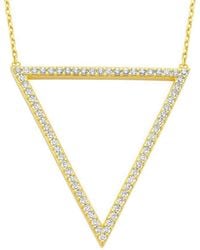 Amorium - 18k Gold Over Silver Cz Triangle Necklace - Lyst