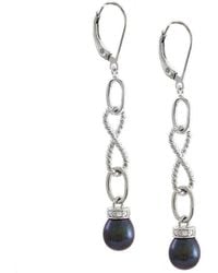 Pearls - 0.01 Ct. Tw. Diamond & 7-8Mm Pearl Earrings - Lyst