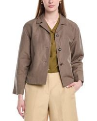 Lafayette 148 New York - Drop Shoulder Silk & Linen-blend Cropped Jacket - Lyst