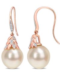 Rina Limor - Contemporary Pearls 14k Rose Gold Diamond 12-12.5mm Pearl Earrings - Lyst