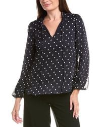 Adrianna Papell - Printed Ruffle Tie Neck Chiffon Woven Top - Lyst