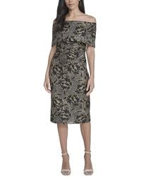 Vince Camuto - Printed Off The Shoulder Midi Dress - Lyst