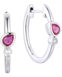 Gregg Ruth - 14K 0.49 Ct. Tw. Diamond & Ruby Huggie Earring - Lyst