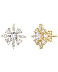 Rachel Glauber - 14K Plated Cz Flower Earrings - Lyst