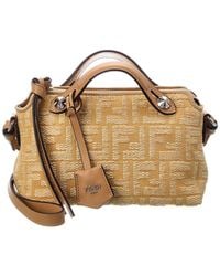 Fendi - By The Way Soft Mini Ff Raffia & Leather Satchel - Lyst