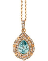 Le Vian - Le Vian 14k Rose Gold 1.34 0.27 Ct. Tw. Diamond & Blueberry Zircon Pendant Necklace - Lyst