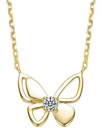 Rachel Glauber - 14K Plated Cz Butterfly Necklace - Lyst