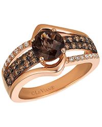 Le Vian 14k Rose Gold 1.58 Ct. Tw. Diamond & Chocolate Quartz Ring - White