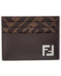 Fendi - Ff Squared Canvas & Leather Card Case - Lyst