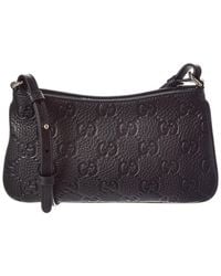 Gucci - GG Emblem Super Mini Leather Shoulder Bag - Lyst
