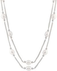 Splendid - Rhodium Plated Silver 9-10mm Freshwater Pearl Necklace - Lyst