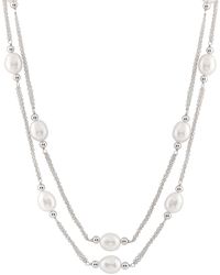 Splendid - Rhodium Plated Silver 9-10mm Freshwater Pearl Necklace - Lyst