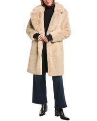 Sam. - Long Leather-Trim Coat - Lyst