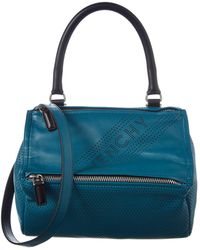 Givenchy Pandora Small Perforated Leather Shoulder Bag - Blue