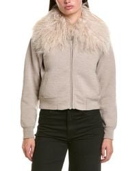 Hannah Rose - Merino Wool Lamb Collar Bomber Jacket - Lyst