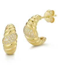 Chloe and Madison - 14k Over Silver Cz Croissant Earrings - Lyst