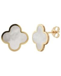 Italian Gold - 14K Pearl Clover Studs - Lyst