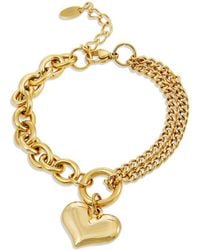 Savvy Cie - 18k Plated Heart Bracelet - Lyst