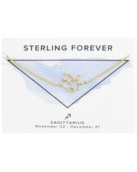 Sterling Forever - 14k Plated Garnet Cz Sagittarius Delicate Constellation Necklace - Lyst