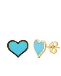 Sabrina Designs - 14k Turquoise Enamel Heart Studs - Lyst