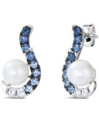 Le Vian - Denim Ombré 14K 0.89 Ct. Tw. Sapphire & 7.5-8Mm Pearl Earrings - Lyst