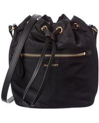 Burberry - Nylon & Leather Bucket Bag - Lyst