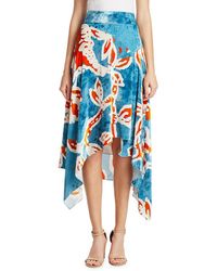 Peter Pilotto Printed Velvet Skirt - Blue