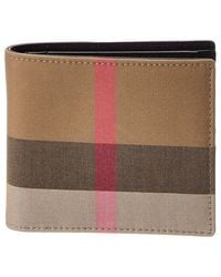 Burberry - Check Canvas & Leather Bifold Wallet - Lyst