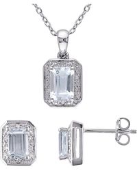 Rina Limor - Silver 2.17 Ct. Tw. Diamond & Aquamarine 2pc Jewelry Set - Lyst