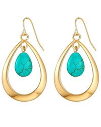 Liv Oliver - 18k Plated 5.75 Ct. Tw. Turquoise Drop Earrings - Lyst