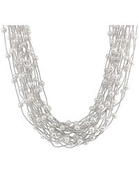 Splendid - Rhodium Plated Silver 7-8mm Freshwater Pearl Necklace - Lyst