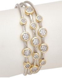 Juvell - 18k Two-tone Plated Cz Cable Cuff Bracelet - Lyst