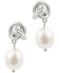 Adornia - Freshwater Pearl & 13Mmmm Pearl Earrings - Lyst