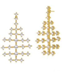 Rachel Glauber - 14k Plated Cz Dangle Earrings - Lyst