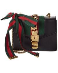 Gucci - Black Calfskin Leather Mini Sylvie Chain Shoulder Bag (authentic Pre- Loved) - Lyst