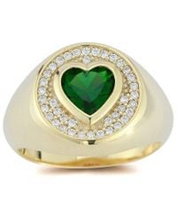 Sphera Milano - 14k Over Silver Cz Heart Signet Ring - Lyst