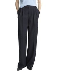 Vince - Mid Rise Pleated Wide Leg Wool-Blend Trouser - Lyst