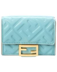 Fendi Baguette Ff Jacquard Micro Trifold Wallet in Blue | Lyst