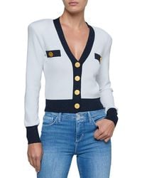L'Agence - Taya Cropped V-Neck Cardigan - Lyst