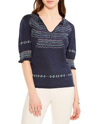 NIC+ZOE - Nic+zoe Intarsia Stitches Linen-blend Sweater - Lyst