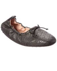 Tod's Leather Ballerina Flat Laccetto in Black - Save 31% - Lyst