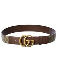 Gucci - Double G Buckle GG Supreme Canvas & Leather Belt - Lyst