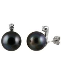 Splendid - 14k 0.10 Ct. Tw. Diamond & 10-10.5mm Freshwater Pearl Earrings - Lyst