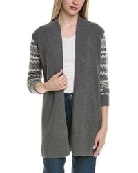 Sofiacashmere - Lurex Fairisle Open Wool & Cashmere-Blend Cardigan - Lyst