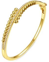 Genevive Jewelry - 14K Over Cz Bypass Bangle Bracelet - Lyst