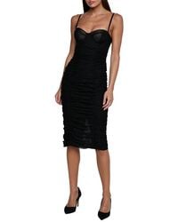 L'Agence - Senna Lace Bustier Midi Dress - Lyst