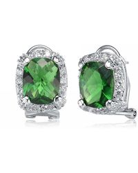 Genevive Jewelry Silver Cz Solitaire Earrings - Green
